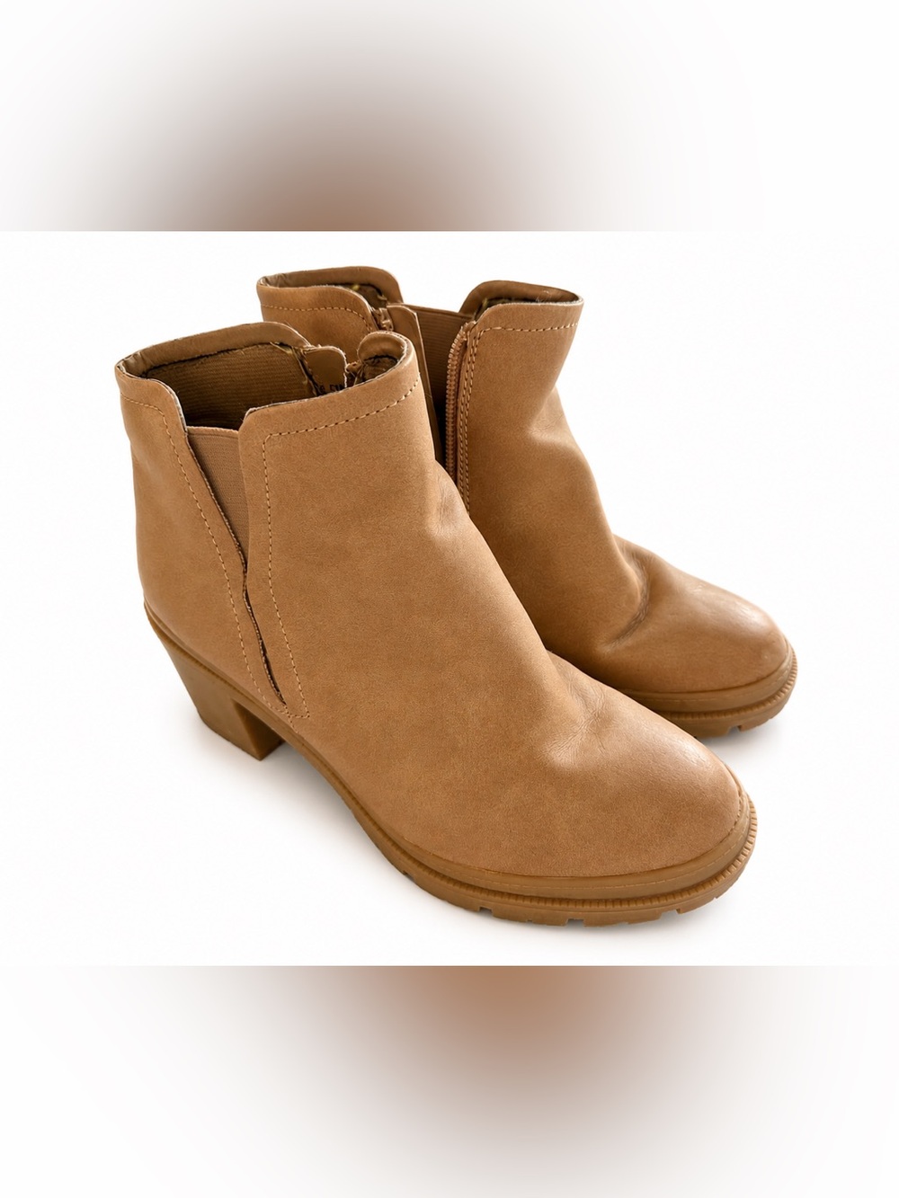 Women’s Tan Ankle Booties with Side Zip